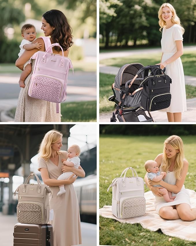 LOVEVOOK Diaper Bag Backpack, Baby Bag with Changing Station for Moms & Dads, Large Waterproof Mommy bag with Stroller Buckles, Travel Essential Baby Shower for Boys and Girls