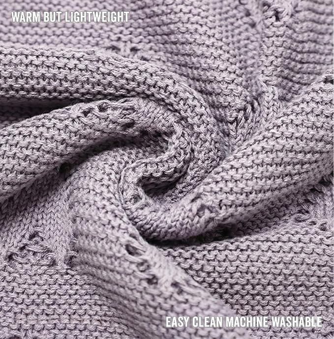 Heirloom Heart Knit Baby Blanket for Girls 100% Cotton Knit Swaddling Baby Blanket - Soft Warm Cozy Swaddle Receiving Cuddle Stroller Blanket for Newborns, Infants, & Toddlers (Lavender)