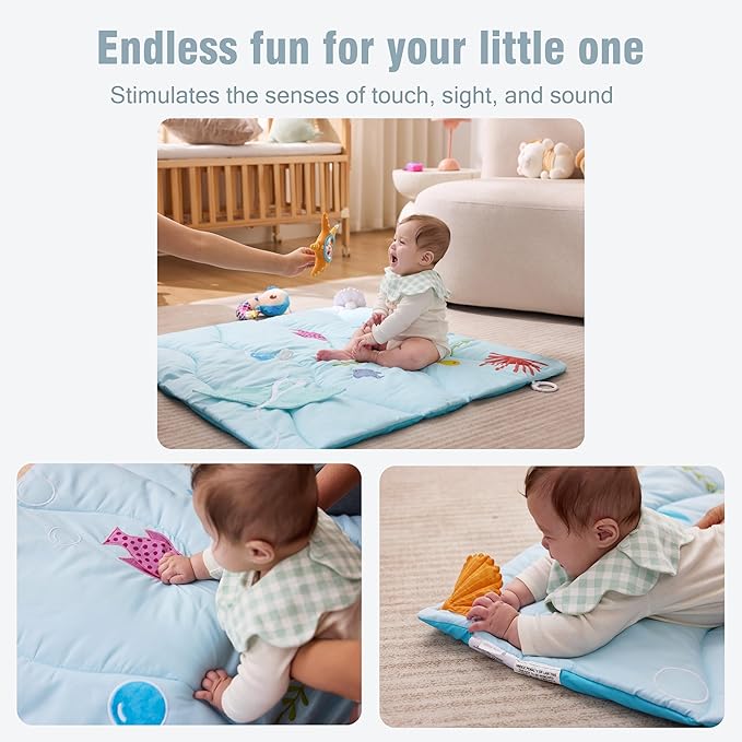 UTEX Premium 9-in-1 Tummy Time Mat, Soft Sensory Mat for Infants, Baby Play Gym Mat, Newborn Essentials Gift
