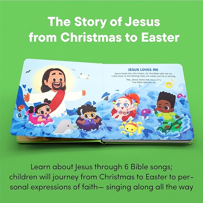 Jesus Loves Me Christian Sound Books for Kids - 6 Bible Songs for Toddlers ??Christian Gifts for Kids - Baby Bible for Baptism, Christening, Dedication Gifts, Sunday School, Preschool Homeschool