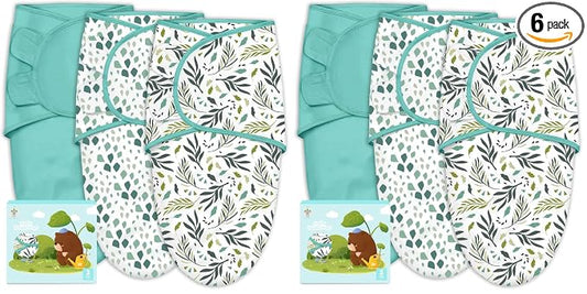 Cute Castle 6-Pack Baby Swaddle Sleep Sacks - Newborn Swaddle Sack - Ergonomic Baby Swaddles Blanket Warp for Boys and Girls - Baby Essentials (0-3 Months - Green)