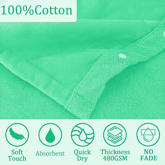 VOOVA & MOVAS Toddler Bath Towel with Bear Ear Hood, 0-24Months | 100% Cotton, Ultra-Soft & Absorbent | Gentle for Sensitive Skin, Bath, Pool & Beach Towel | Newborn, Mint Green