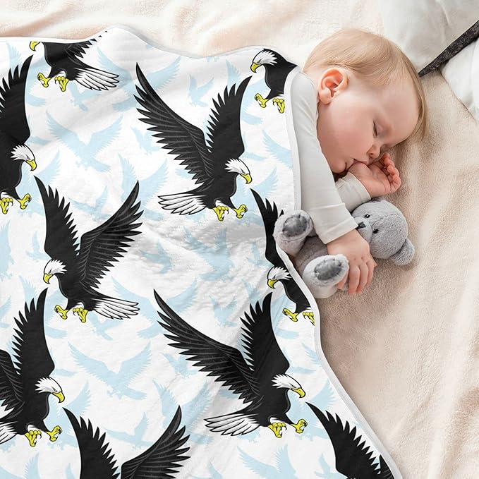 Ollabaky American Bald Eagle Baby Blanket for Boys Girls Cotton Throw Blanket Swaddle Blanket for Crib Stroller Nursery Receiving Blanket Infant Toddler Unisex 30"x40"