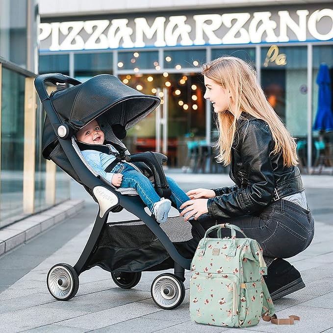 Diaper Bags Backpack for Mom Dad Baby Care Bag Maternity Nappy Bags for Boys Girls Large Green Pañaleras para bebe Baby Changing Bag Large Capacity Waterproof Multifunction Travel Backpack