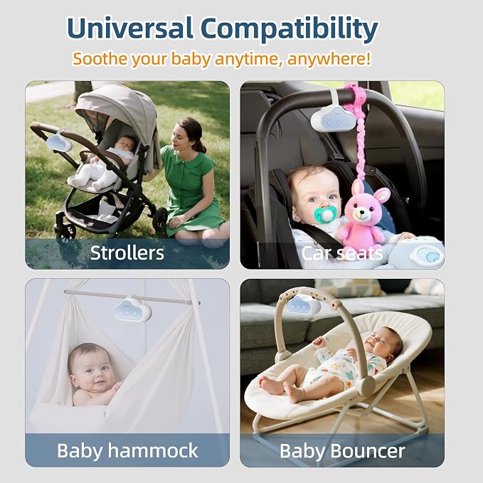 Pinkart Rechargeable Stroller Rocker Device – Hands-Free Baby Rocker & Sleep Soother, Quiet Motor, Fits Stroller Handle, Bassinet & Crib, 3 Speeds, 4 Timer Settings, for Newborns to Toddlers