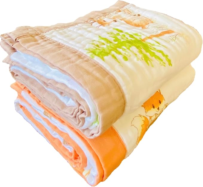 2-Pack Muslin Swaddle Blanket – 100% Organic Cotton Baby Blanket, 6-Layer Soft & Breathable, 43 × 43 in