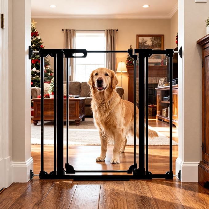 40.5" Extra Tall Clear Acrylic Baby Gate 29.5"-47.2" Wide Pressure Mounted Clear Dog Gate Indoor - No Drill Auto Close, Walk Through Baby Gates for Stair & Doorways & Hallway