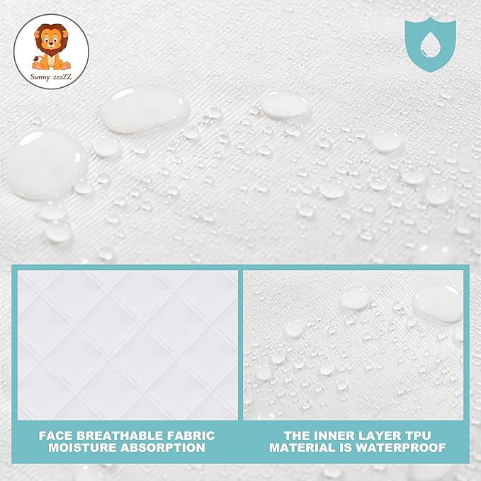 Sunny zzzZZ 6 Pack Baby Waterproof Changing Pad Liners - Quilted Thicker Ultra Soft Changing Table Cover Liners - Durable & Easy to Clean - White - 23" x 11"