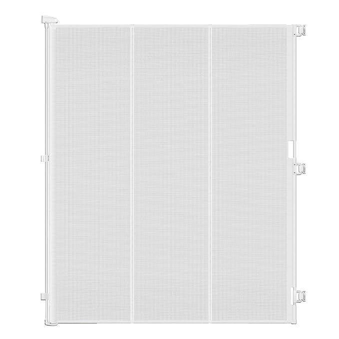 Reinforced 72" Extra Tall Pet Gate for Cat, Dog, Puppy & Baby, Jump-Resistant & Prevent Crawling Underneath Retractable Baby Gates, Fits 0-55" Width Safety Mesh Dog Gate, 6 Foot Extra Tall Cat Gate
