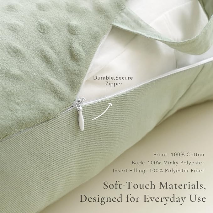 Konssy Nursing Pillow for Breastfeeding and Bottle Feeding, Safety Guard Baby Feeding Pillow, Gentle Incline, Waist Strap, Side Pocket for New Moms Home and Travel