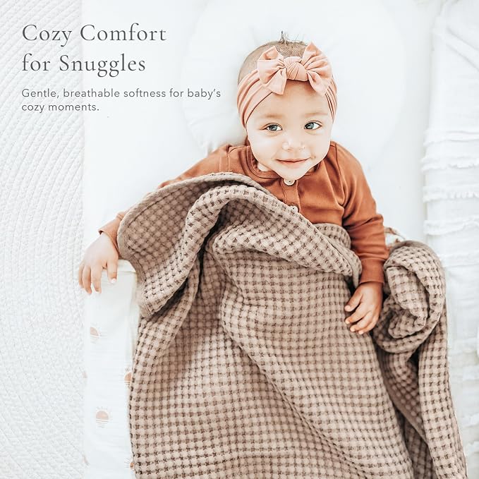 Konssy Waffle Baby Blanket - Soft & Cozy Nursery Swaddle Blanket, Lightweight Toddler Throw for Boys & Girls, Ideal for Wrapping(Clay)