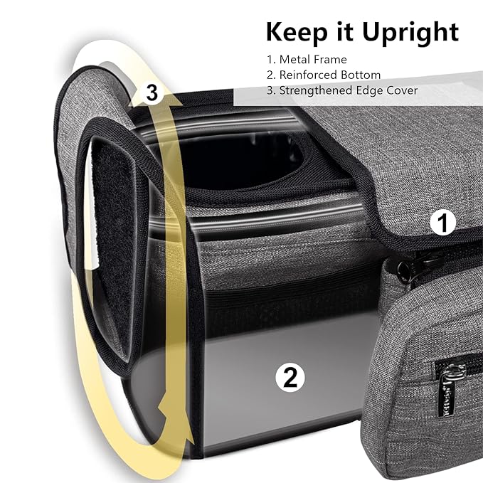 TOPDesign Universal Baby Stroller Organizer, Double Stroller Caddy with Detachable Mesh Bag & Heightened Insulated Cup Holders & Non-Slip Secure Hooks Accessories, Fits Most Strollers (Green)