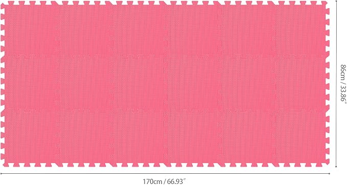 qqpp EVA Rubber 18 Tiles Interlocking Puzzle Foam Floor Mats - Baby Play Mat for Playing | Exercise Mat for Home Workout. Red. QC-Ib18N
