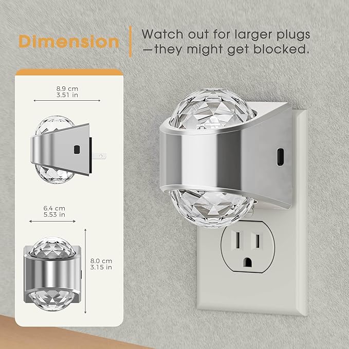 Night Lights Plug into Wall, Star Projector for Bedroom, Silver Night Light Projector for Kids, 9-Color RGB Galaxy Nightlight with Dusk to Dawn Sensor for Bathroom, Home Gaming Room Decor Gifts