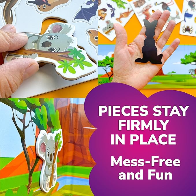 QUOKKA Travel Magnetic Puzzles for Toddlers 1-3 – 20+Pcs Australia Game with Extra-Long Play Book – Fun Travel Game Toy for Kids Ages 3-5 – Strong Magnets for Car Activities – Fun Toddler Puzzle 2-4