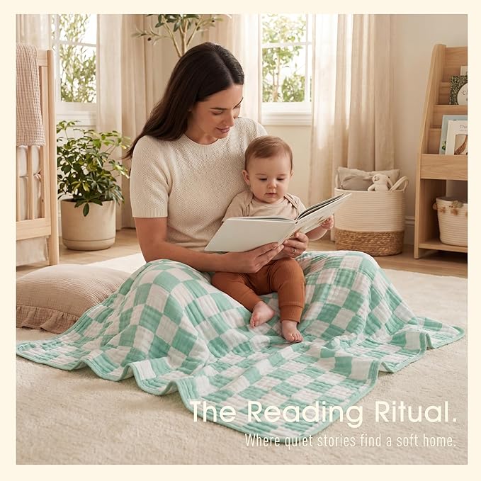 Ultra Soft Muslin Baby Blanket, A Versatile Swaddle and Bed Blanket for Babies, Toddlers, Boys, and Girls (1 Pack).
