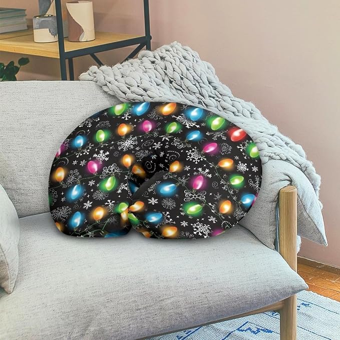 Christmas Colorful Lights Snowflake Nursing Pillow Slipcover Comfortable Skin-Friendly Fabric Nursing Pillow Replacement Cover Removable Bottle or Breastfeeding Pillowcase for Boys & Girls