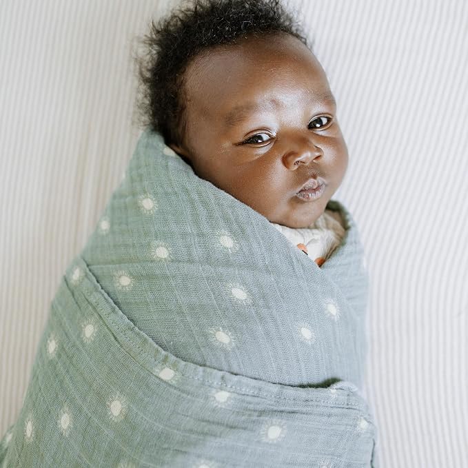 Little Unicorn Muslin Swaddle Blanket for Newborns & Infants | Soft & Breathable Fabric | Baby Blanket for Swaddling, Nursing, Shower Gifts (Sage Suns)