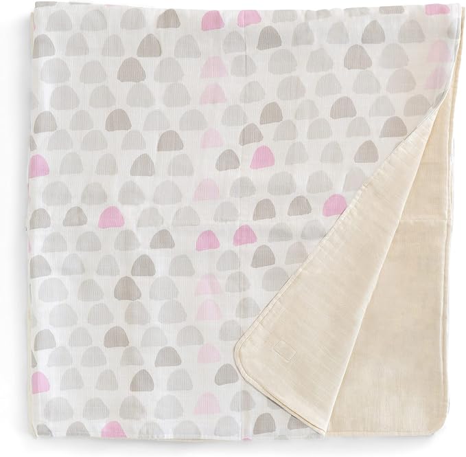 Organic Muslin | Cotton Blanket, Kids, Baby, Triple Layer Muslin, Quilt, Bed, Crib, GOTS Certified, Organic Cotton (Pink Hill)