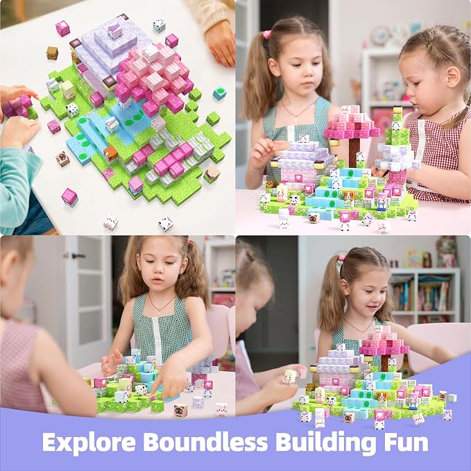 GobiDex Magnetic Blocks Kid Building Toys for 3+ Years Old Girls, STEM Sensory Gifts for Princess, Kids Magnets Build MagWonder World Game for Toddler