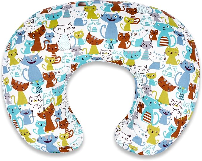Nursing Pillow - Breastfeeding Pillow with Breathable Filling & Removable Cover, Ergonomic Support for Breastfeeding & Bottle (Blue Cat,0-12 Months)
