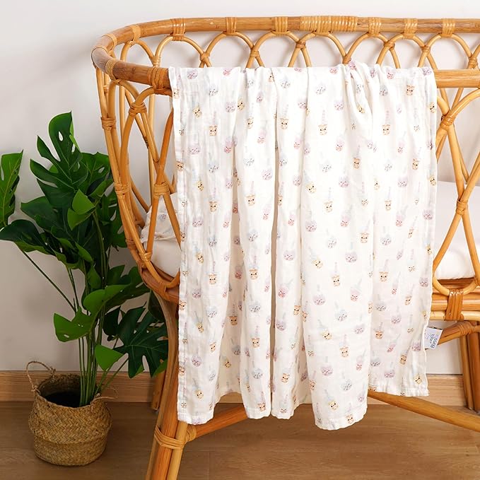 Muslin Swaddle Blanket for Unisex, Soft Breathable and Skin-Friendly Baby Swaddles for Boys & Girls, Newborn Receiving Blanket, Boba Blankets Babies, Large 42 x 47 inches