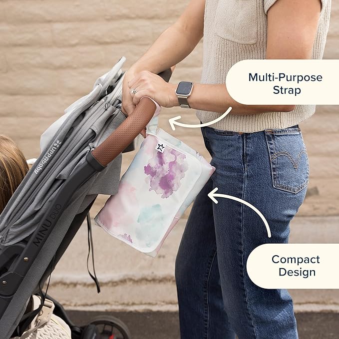 Tiny Twinkle Portable Diaper Changing Pad | Waterproof, Wipeable & Compact Baby Changing Pad for Travel | Smart Wipes Pocket & Organized Storage| Newborn Shower Gift (Grid)