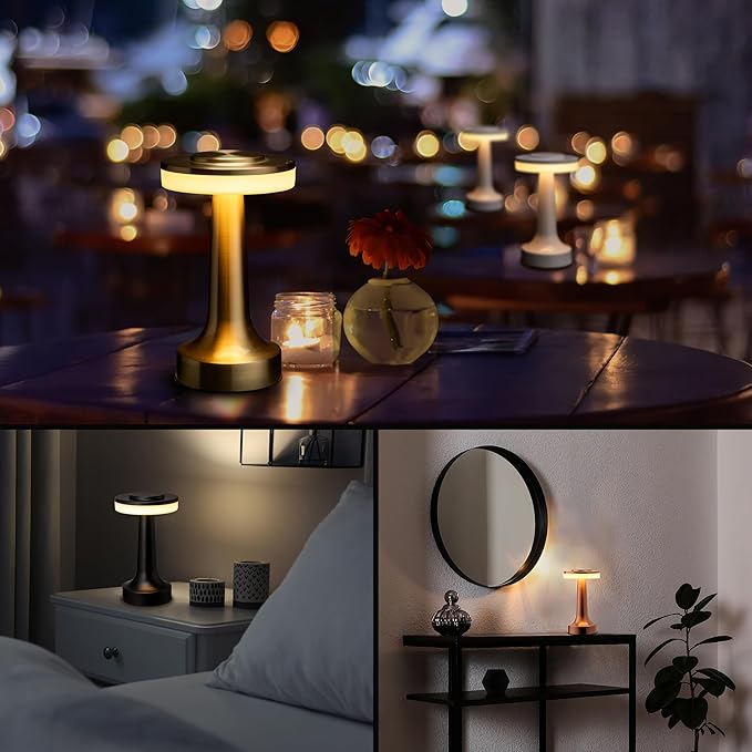O?™Bright Portable LED Table Lamp with Touch Sensor, 3-Levels Brightness, Rechargeable Battery Up to 48 Hours Usage, Night Light for Kids Nursery, Nightstand Lamp, Bedside Lamp (Matte Black)