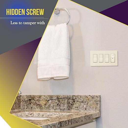 ENERLITES Screwless Decorator Wall Plates Child Safe Outlet Covers, Size 4-Gang 4.68" H x 8.30??L, Unbreakable Polycarbonate Thermoplastic, SI8834-LA, Glossy, Light Almond