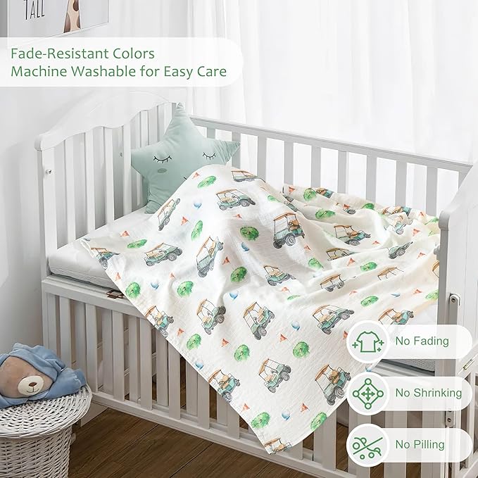 Muslin Swaddle Blankets for Newborn, Large 47"x47" Soft Breathable Bamboo Cotton Baby Blanket, Lightweight Receiving Blanket for Boys and Girls, Golf Target