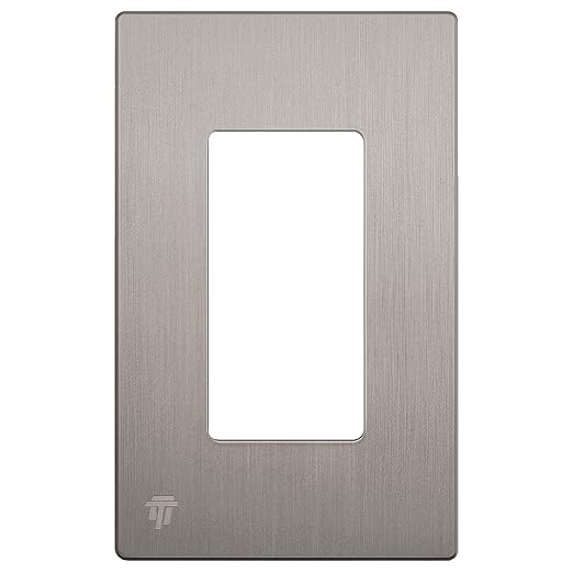 ENERLITES Elite Series Screwless Decorator Wall Plate Child Safe Outlet Cover, Gloss Finish, Size 1-Gang 4.68" H x 2.93" L, Unbreakable Polycarbonate Thermoplastic, SI8831-BNK, Brushed Nickel