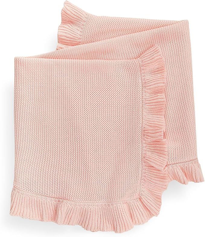 Knit Baby Blanket - 30"x40" Newborn Swaddle Blanket - Soft Knitted Baby Gifts for Baby Shower (Pink)