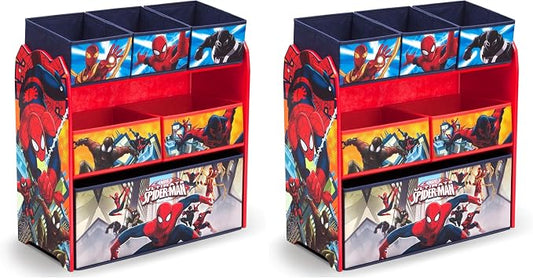 Delta Children Toy Organizer, 6 Bin | Greenguard Gold Certified | Spider-Man | Pack of 2