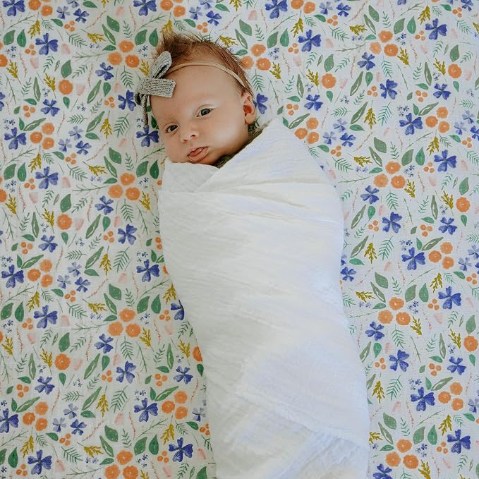 Little Unicorn Muslin Swaddle Blanket for Newborns & Infants | Soft & Breathable Fabric | Set of 3 Baby Blankets for Swaddling, Nursing, Shower Gifts (White)