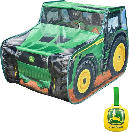 John Deere Pop Up Tent ??Tractor Playhouse for Kids | Removable Key Fob with Tractor and Farm Sounds | Vehicle Toys for Toddlers - Sunny Days Entertainment