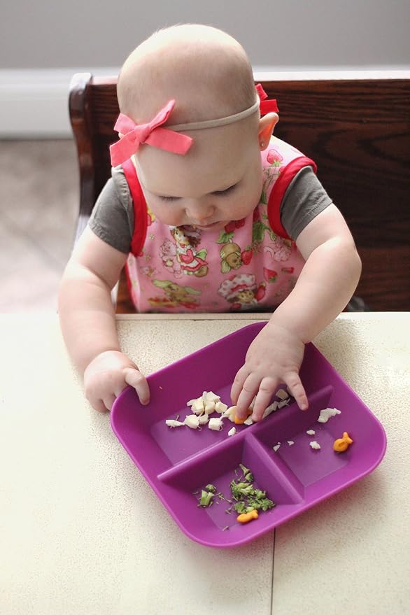 | 100% Silicone Plates for Babies & Kids | MADE IN THE USA | BPA, BPS, Lead, Cadmium, PVC, & Phthalate Free | Children's Divided Placemat Set | Plum, 2 pack