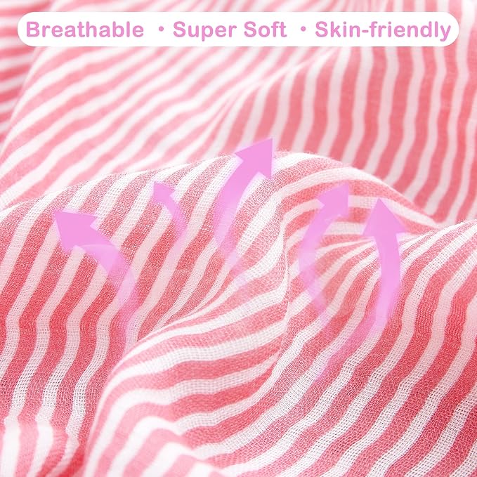 Viviland Muslin Swaddle Blanket, Baby Swaddle Blanket for Boys & Girls, Nursery Receiving Blanket for Newborn, Baby Swaddle Wrap Soft Silky & Breathable, 4 Packs, 47 X 47In, Purple Rose