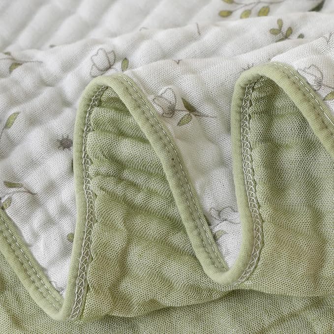 Ultra Soft Muslin Baby Blanket Pack of 2 Cotton Swaddles Bed Blankets for Babies and Toddlers Boys Newborn 43 x 43 inches (Green and Coffee)