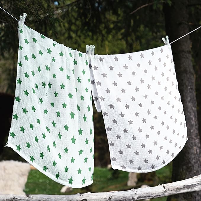 Bacati - 4 Pack Sports Baby Swaddle Blankets Boys Swaddle Wrap Soft Breathable Cotton Muslin Swaddle Blankets Receiving Blanket for Boys, Large 45 x 45 inches (Soccer Green/Grey)