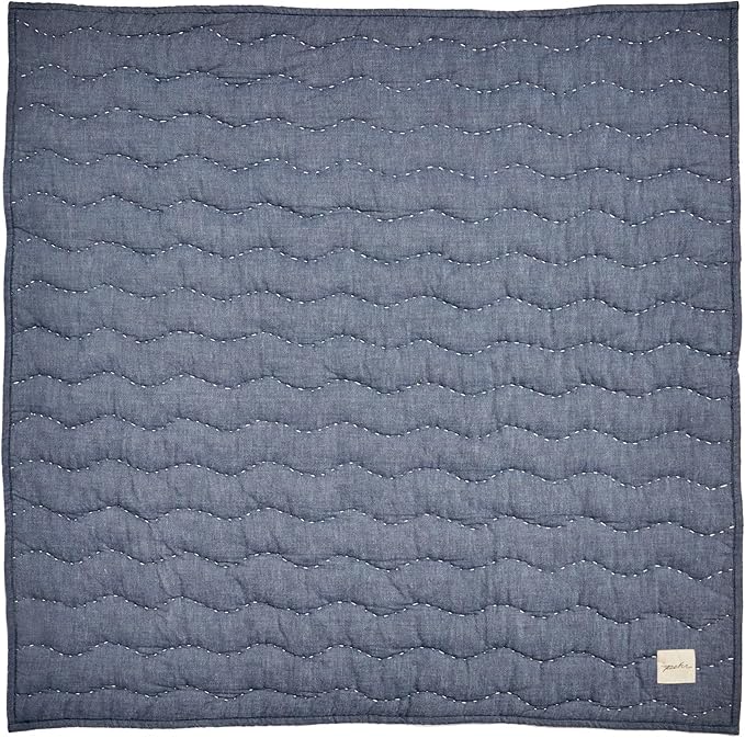 PEHR Chambray Blanket | Heirloom-Quality Reversible Baby Blanket | 100% Cotton Exterior with Soft Polyfill | Hand-Finished Details | 36" x 36" / 91.5 x 91.5 cm | Life Aquatic