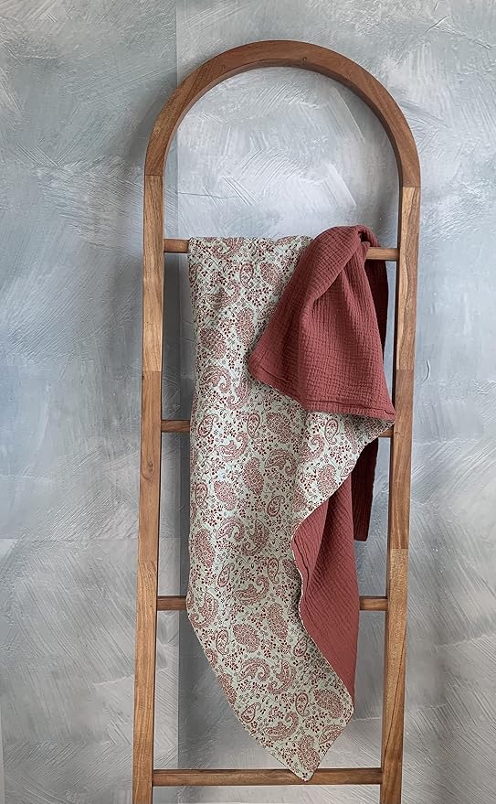 Leyl&Ari Muslin Quilt Blanket | 100% Organic Cotton | Toddler Crib Blanket | Made in USA, (Paisley)