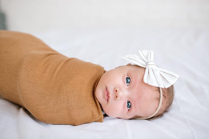 Copper Pearl Swaddle Blankets for Newborns | Soft Stretchy Receiving Blankets for Boys and Girls | Large 46 x 46 Inch Baby Blankets | Lightweight and Breathable Swaddles | Camel