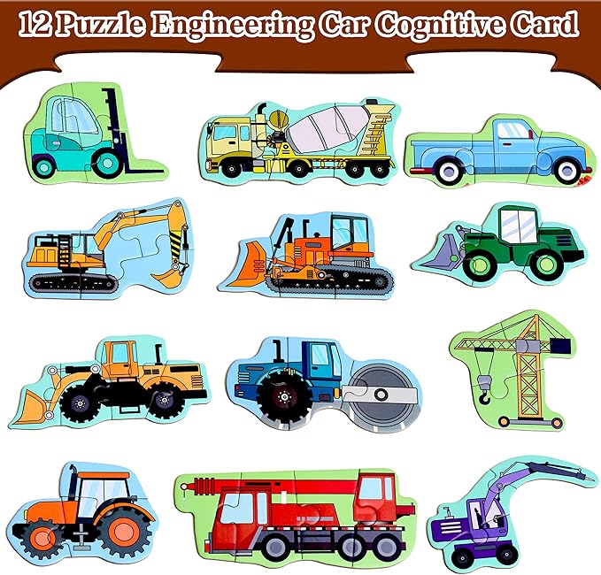 Magnetic Puzzles for Kids Ages 1-3, Travel Toddler Puzzles Ages 2-4 Year, Excavator Refrigerator Magnet for Kids Learning Gift for Road Trip