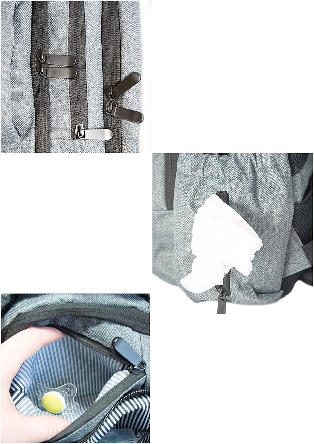 Diaper Bag Backpack - Multi-Function Waterproof Baby Nappy Bag - Stroller Straps - Large Capacity - Insulated Bottle Pockets - Changing Pad, Durable and Stylish, Grey