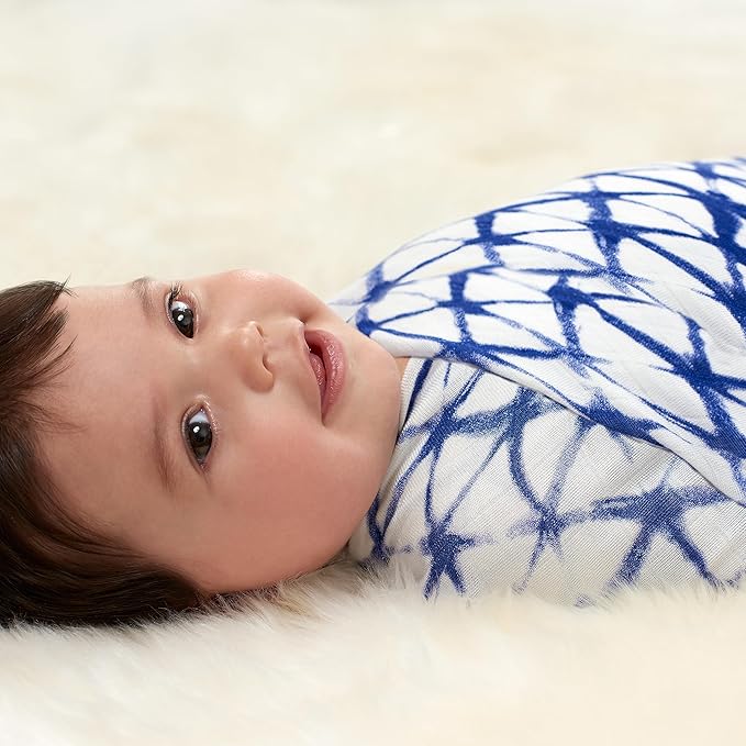 aden + anais Silky Soft Swaddle Blanket,100% Viscose from Bamboo Muslin Blankets for Girls & Boys, Baby Receiving Swaddles, Ideal Newborn & Infant Swaddling Set, 3 Pack, Indigo Shibori