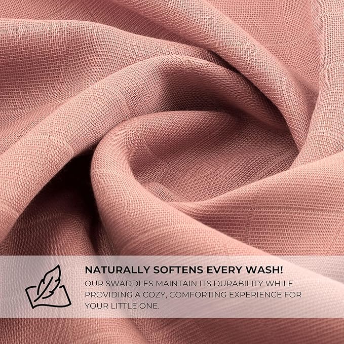Featherhead??100% Cotton Muslin Swaddle Blankets for Baby Girl - Large 47?�x 47??- Pre-Washed, Soft, & Breathable - Newborn Essential & Perfect Baby Registry Gift (4 Pack - Pink Solids)
