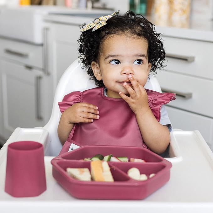 Tiny Twinkle Mess-Proof Baby Bibs for Eating | Waterproof, Wipeable Toddler Bibs with Catch-All Pocket | Feeding Bibs for Girls & Boys(3 Pack,Unicorn)