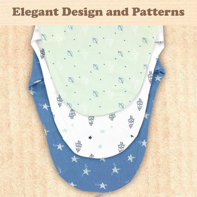 Swaddles for Newborn Boys – 3-Pack Infant Swaddles 0-3 Months – Adjustable Newborn Swaddle Sleep Sack – Soft Organic Cotton Baby Wrap for Safe & Cozy Sleep