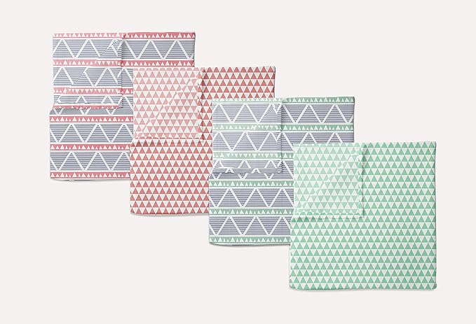 Bacati Emma Aztec Triangles 4 Piece Cotton Muslin Swaddling Blankets, Mint