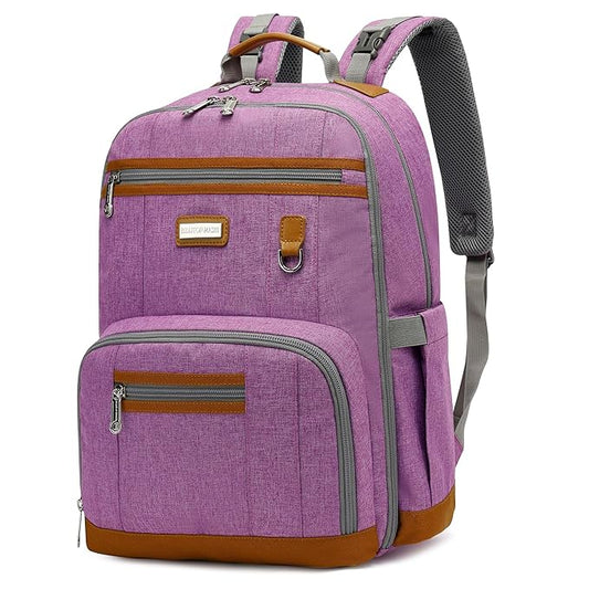 Diaper Bag Backpack, Large Baby Nappy Bags with Portable Changing Pad for Boys and GirlsMultifunction Travel Baby Bag for Moms Dads, Shower Gifts Waterproof and Stylish，Purple